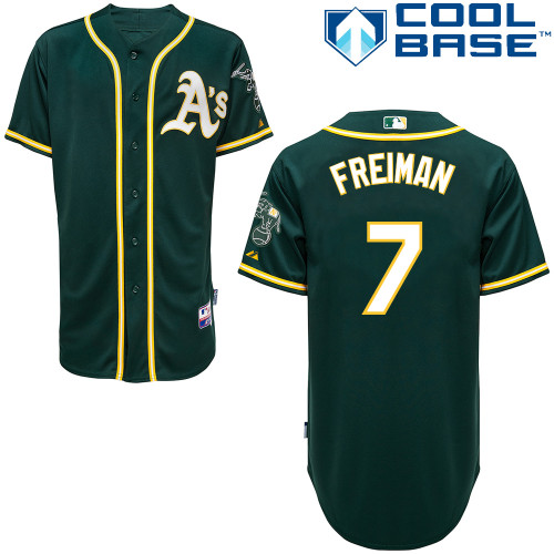 Nate Freiman #7 Youth Baseball Jersey-Oakland Athletics Authentic Alternate Green Cool Base MLB Jersey